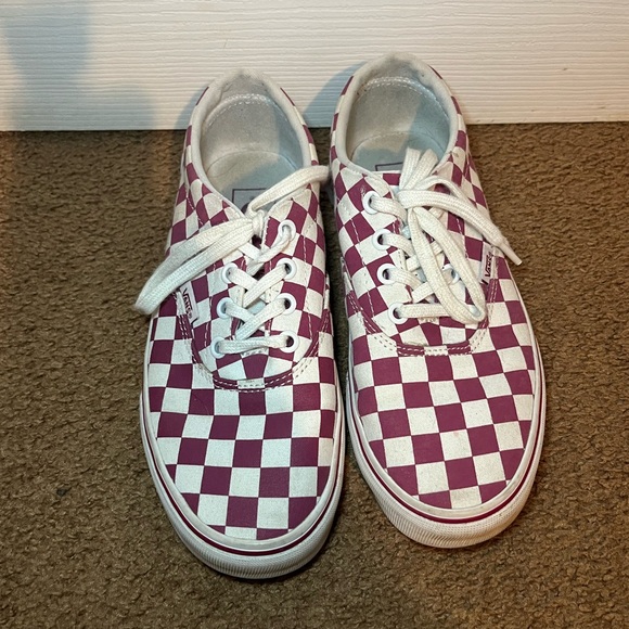 checkered vans maroon